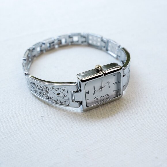 y2k silver rectangle stainless steel vintage quartz watch - Picture 4 of 9